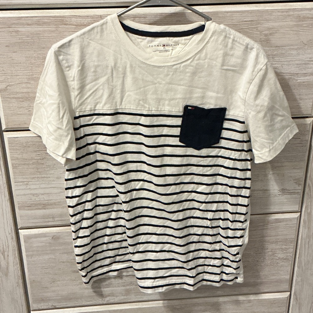 Tommy Hilfiger Men's T-Shirt - white and navy Stripes